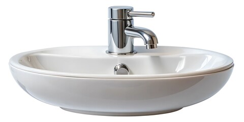 Fototapeta premium Close-up of a gleaming chrome faucet and stainless steel sink in a modern, clean bathroom interior