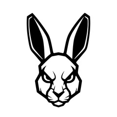 Black Rabbit Head Logo – Fierce Animal Vector Illustration