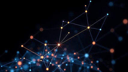 Abstract data visualization with glowing nodes, illustrating connectivity on a dark gradient background.