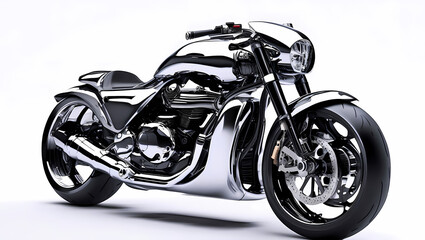 Obraz premium Sleek Chrome Motorcycle: A Powerful Machine