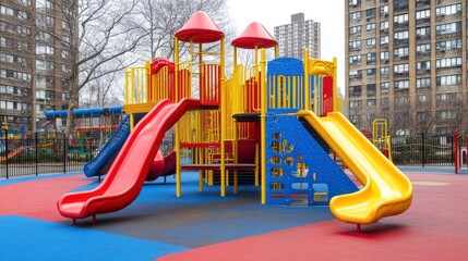 Colorful playground in urban park