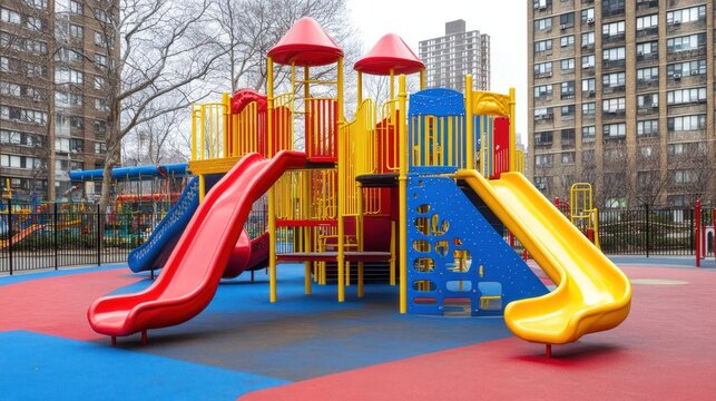 Colorful playground in urban park