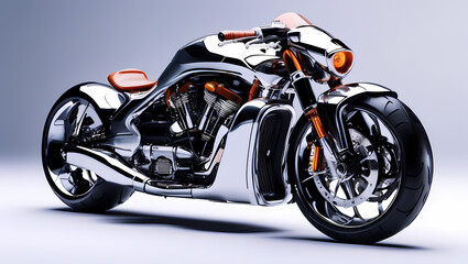 Powerful Custom Motorcycle: Chrome & Black Design, Powerful Engine, Luxury Bike