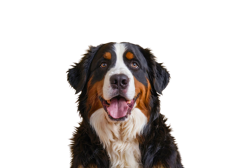 Funny Bernese mountain dog on color background

