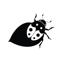 Stylized silhouette of a ladybug with prominent spots and leaf shape