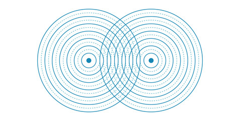 Two Source Interference in Physics. Interference of Water Waves.