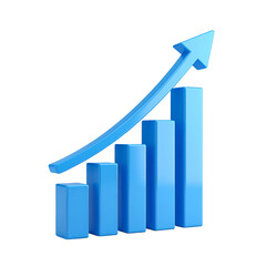 3D Blue Financial Chart Icon with Upward Groove Line on Transparent Background Clean Design