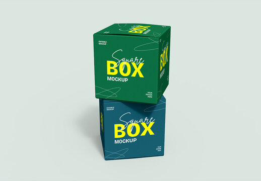 Stacked Square Box Mockup