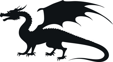 Naklejka premium European dragon silhouette illustration