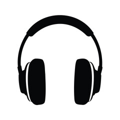Silhouette of over ear style headphones on white background is very modern