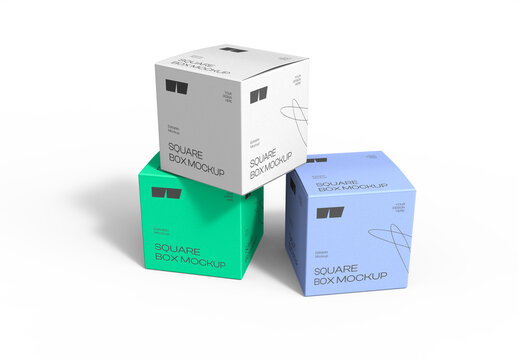 Stack of Square Box Mockup