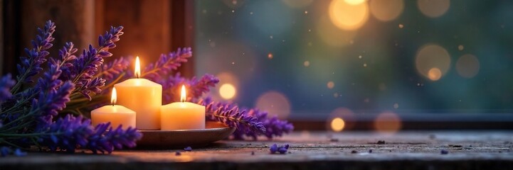 Cozy Candlelit Scene with Lavender and Chamomile Peaceful Relaxation at Home