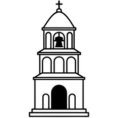 Bell tower line art vector illustration 