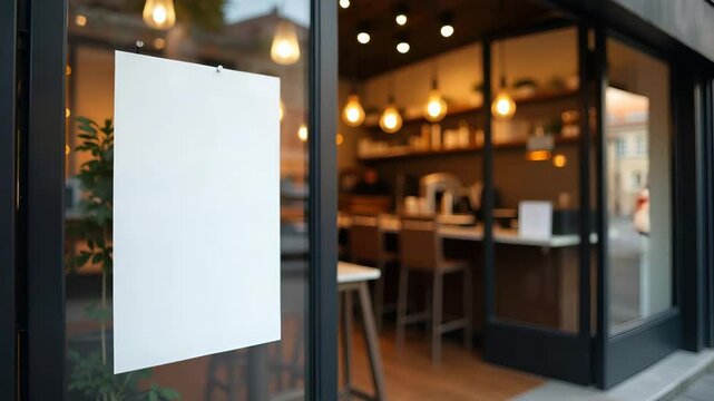 Flat Mockup white paper or white sticker poster displayed on a sidewalk wall. Promotion information for marketing announcements and details with clipping path. concept as Mockup of white paper or stic