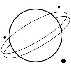 Planet with orbit lines line art vector illustration © Shakila