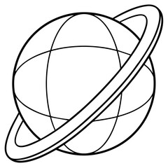 Planet with orbit lines line art vector illustration © Shakila