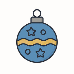 Blue Christmas Ornament with Stars and Waves
