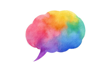 Rainbow Watercolor Speech Bubble Cloud Shape Text Box Isolate colors design element