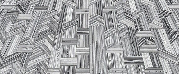 Classic herringbone parquet floor Seamless vector pattern in black and white, abstract, parquet