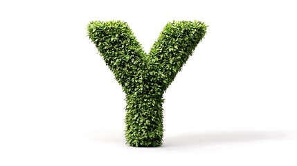 Letter Y made of green grass isolated on a white background.