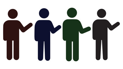 Diverse People Figures in Different Colors Pointing Illustration
