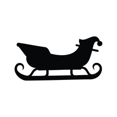 Santa's sleigh silhouette icon in black and white for Christmas holiday