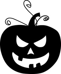 Black jack o lanterns silhouette with spooky face used as a Halloween decoration to scare off spirits