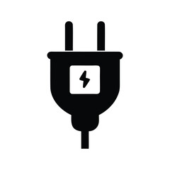 A simple illustration of an electrical plug with a lightning bolt symbol