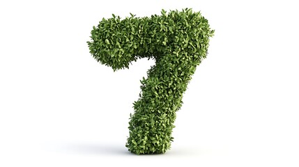 Number 7 made of green grass isolated on a white background