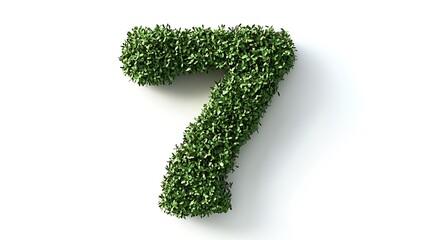 Number 7 made of green grass isolated on a white background