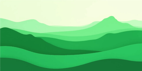 Abstract green background with rolling hills and a vibrant blue sky, perfect for a summer nature illustration