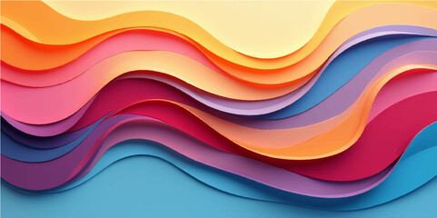 Abstract colorful wave vector illustration background with a vibrant rainbow curve pattern