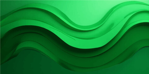 Green abstract wave design featuring flowing lines, light, and a natural, artistic motion pattern for a dynamic backdrop