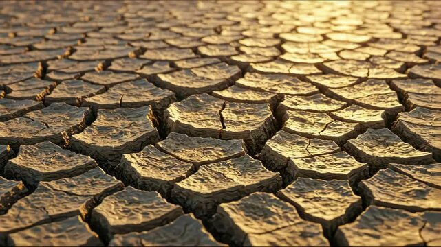 Cracked dry ground surface texture, arid climate, desert scene