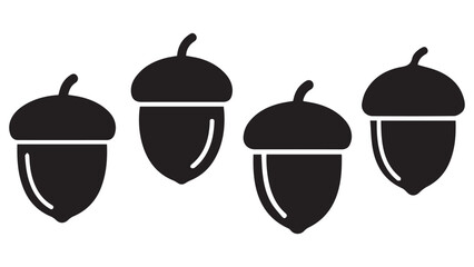 Simple Acorn Icons in a Row for Autumn Designs