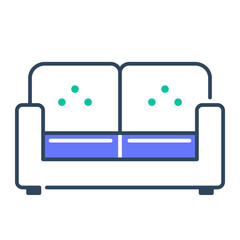 Sofa icon. couch, furniture, seat, lounge, comfort, living, relax, interior. Vector Icon Illustration