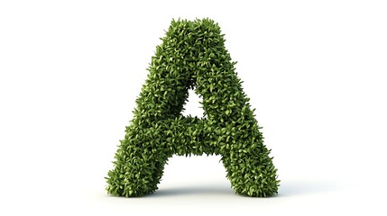 Letter A made of green grass isolated on a white background