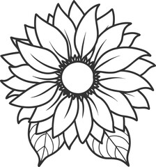 Vector illustration of a sunflower line art