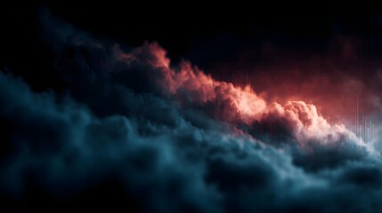 Dramatic storm cloud over digital financial dashboard