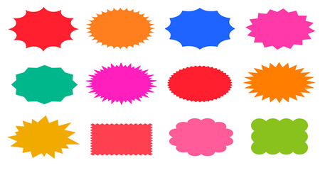 ギザギザ　素材　セット　セール　値引き　値下げ　特別価格　キャンペーン　あしらい　ステッカー　見出し　タイトル　飾り　シール　スタンプ　トゲトゲ　吹き出し　枠　ポップ　おしゃれ　シンプル　驚き　びっくり　横長　sale sticker,price sticker