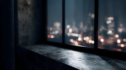 Luxury penthouse with a stunning city night view through the window