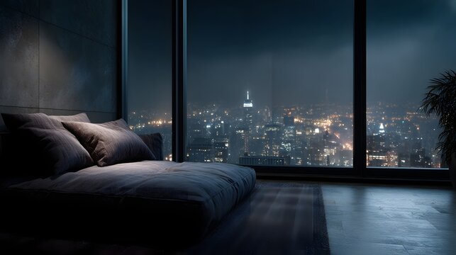 Luxury penthouse with breathtaking city night view