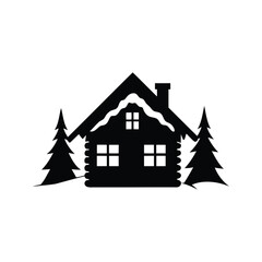 A Cozy Cabin in the Winter Woods with Snow on the Roof