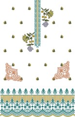 Mughal art borders flowers beautiful textile digital motifs bunches elements and allover designs
