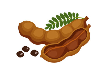 Tamarind vector illustration flat cartoon icon isolated on white.Vector eps 10. perfect for wallpaper or design elements	