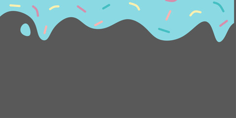 Minimalist background with melted donut cream and sprinkles topping and copy space area
