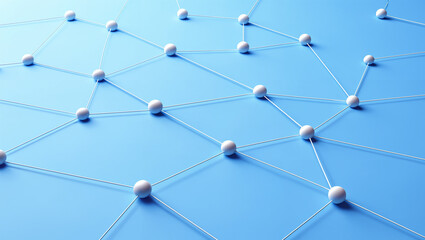 Minimalist White Blue Network Clean Digital Design, Abstract Simplicity Data Flow Modern Tech Grid.