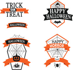 Obraz premium Pack of halloween badges in vintage style Vector
