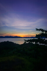 Sunset over the lush landscape of Romblon islands. Romblon, Philippines