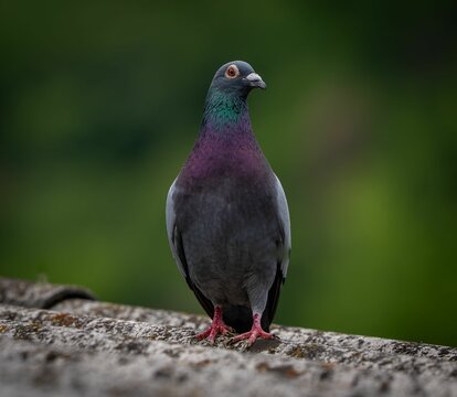 Columba livia perched on stone ledge